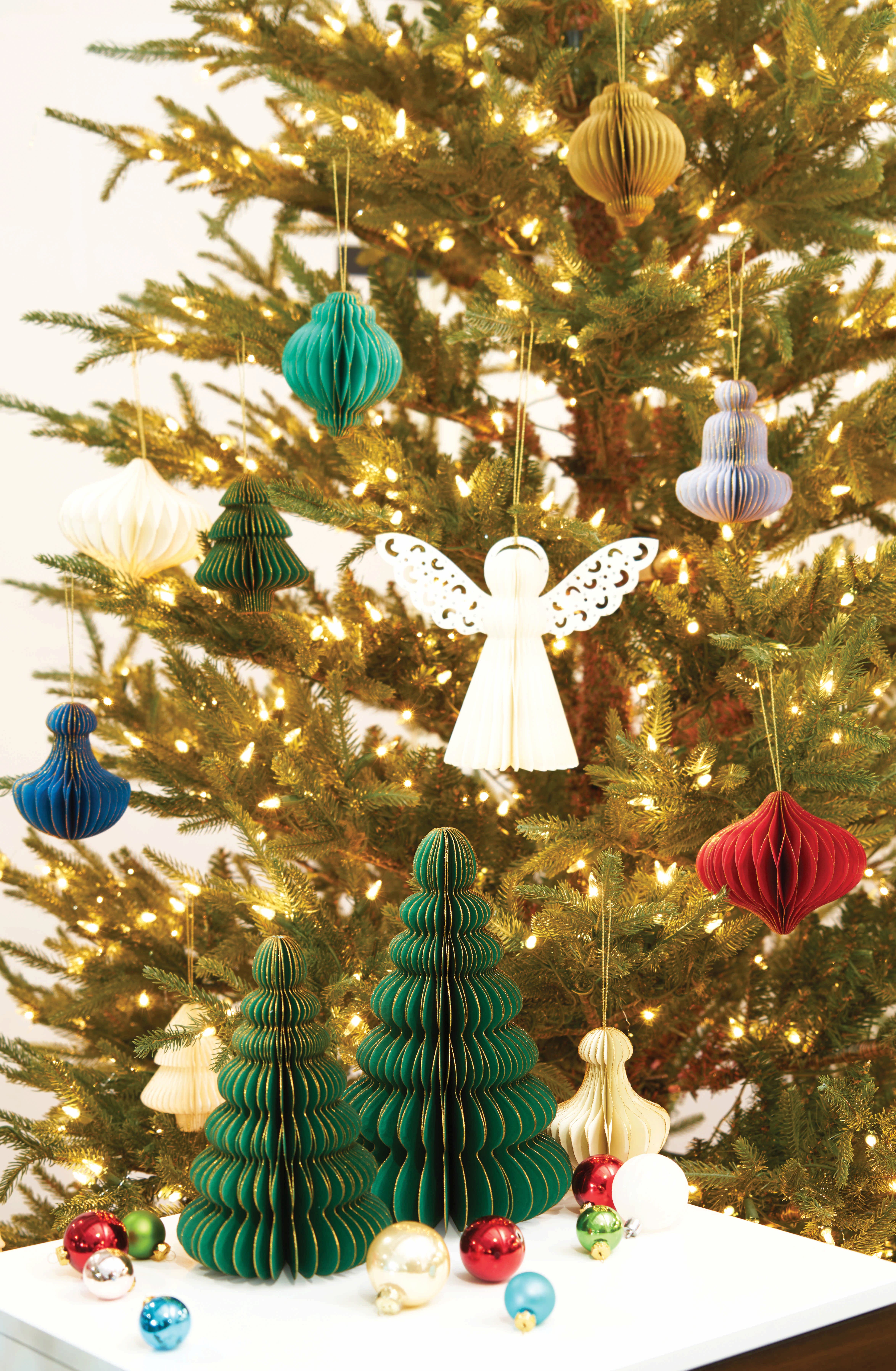 Gallerie II Honeycomb Paper White Christmas Tree Ornament | Nordstrom