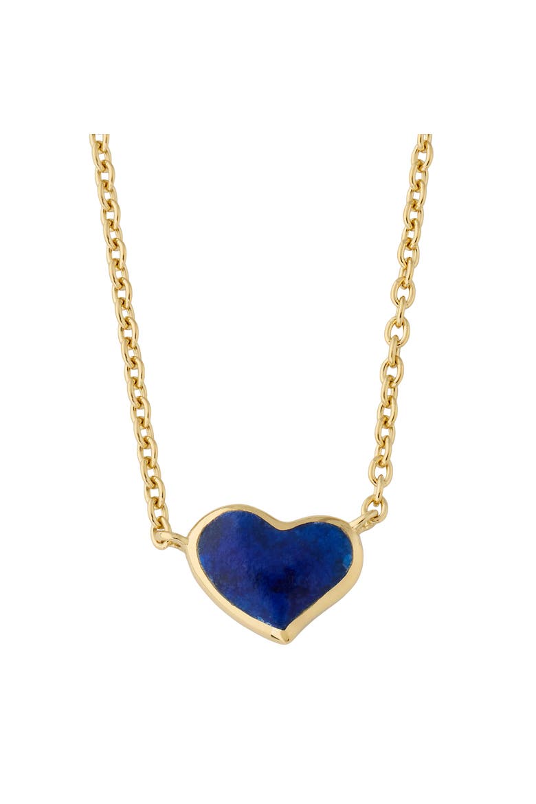 Single Heart 18" Necklace Set In Sterling Silver With 18K Gold Overlay, Main, color, Blue