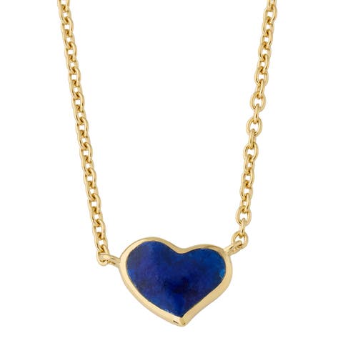 Single Heart 18" Necklace Set In Sterling Silver With 18K Gold Overlay