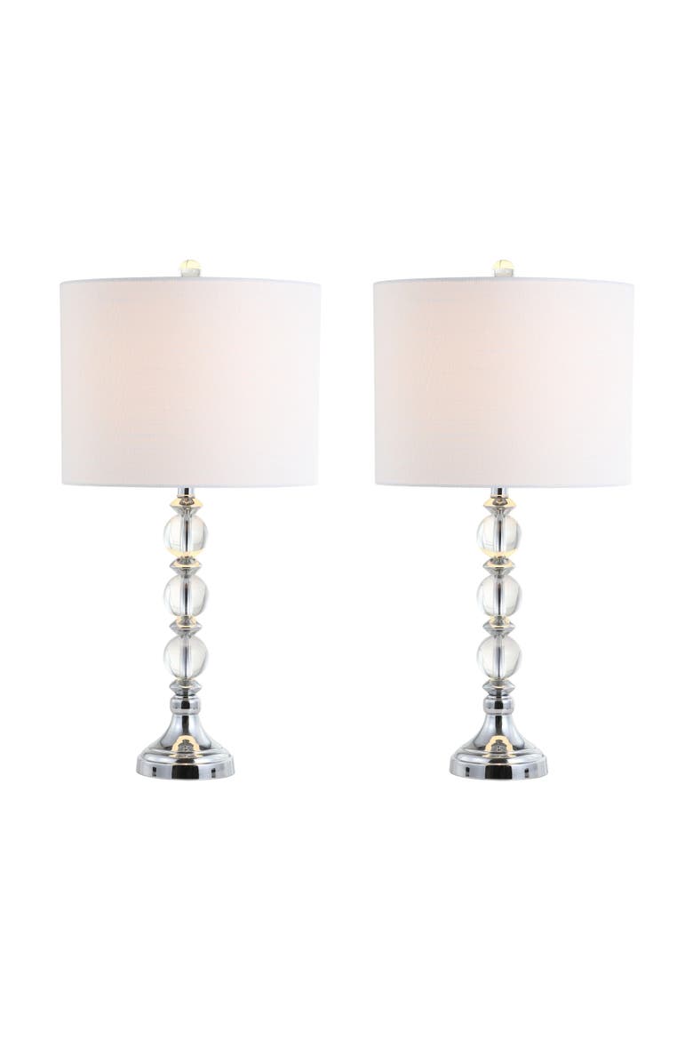 Paul 26" Crystal/Metal LED Table Lamp, Clear/Chrome, Main, color, Clear/Chrome