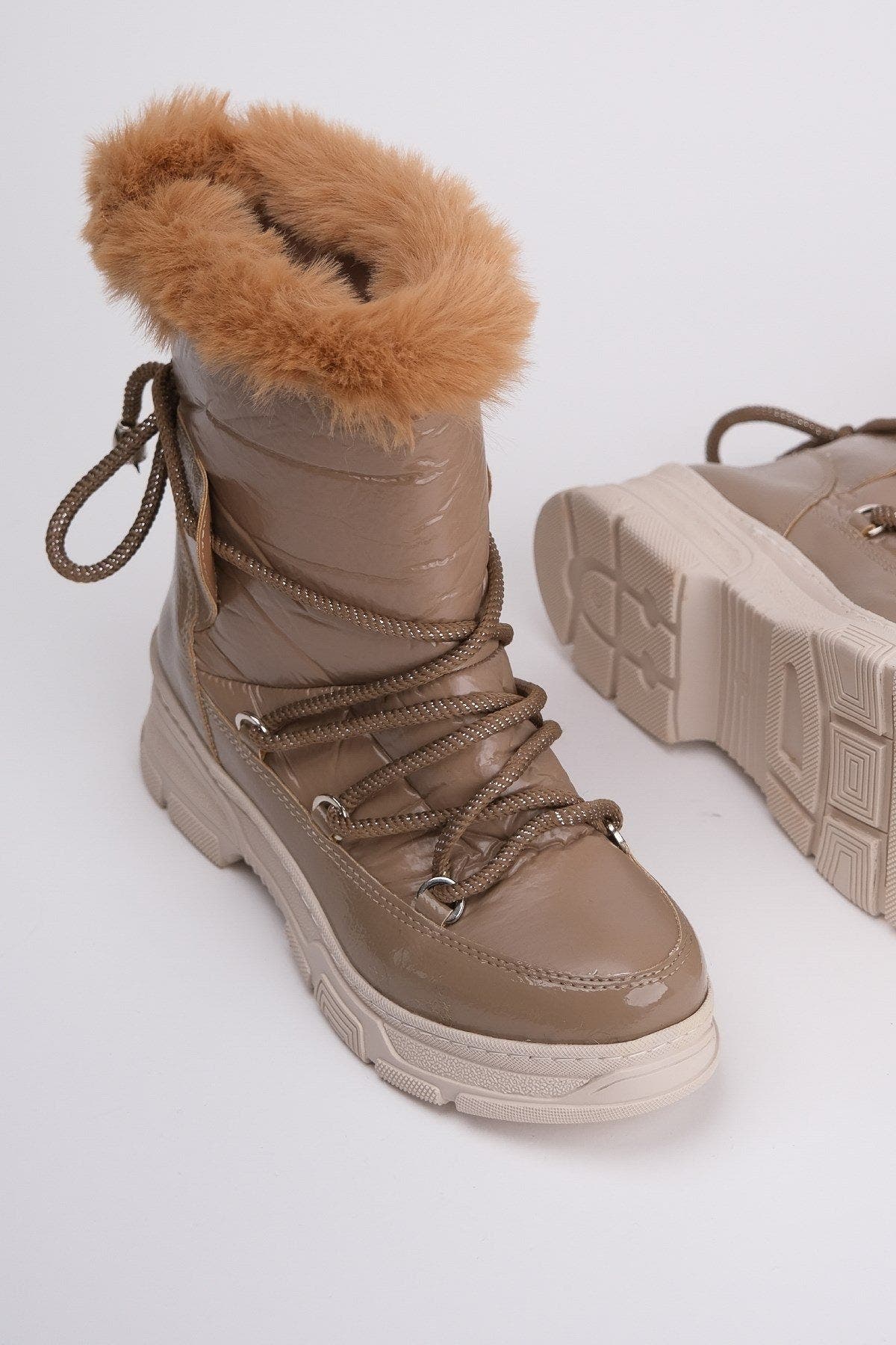Rosie Fur Lined Boot, Alternate, color, Light Beige Faux Leather