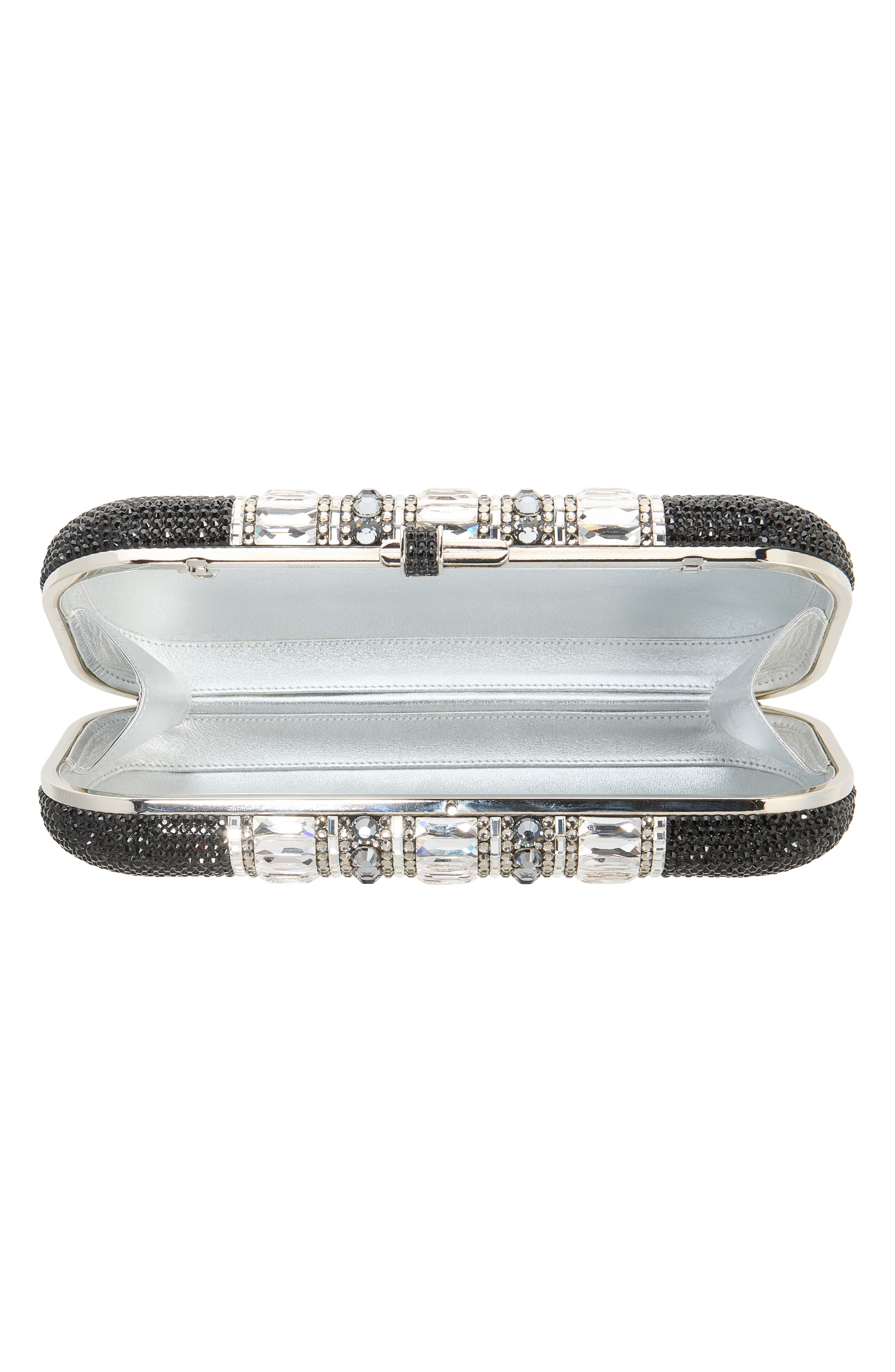 Long Slide Crystal Evening Bag, Alternate, color, SILVER JET MULTI