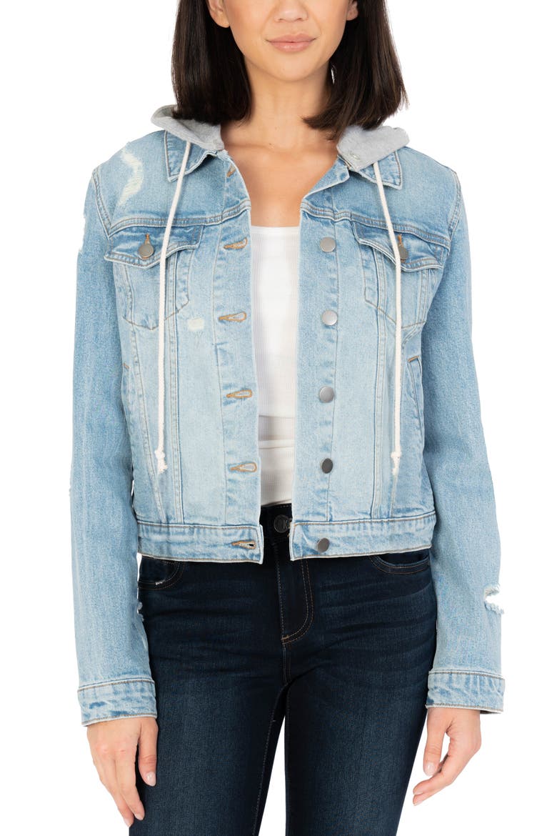 Julia Denim Jacket with Removable Hood, Main, color, ELECTRIFY