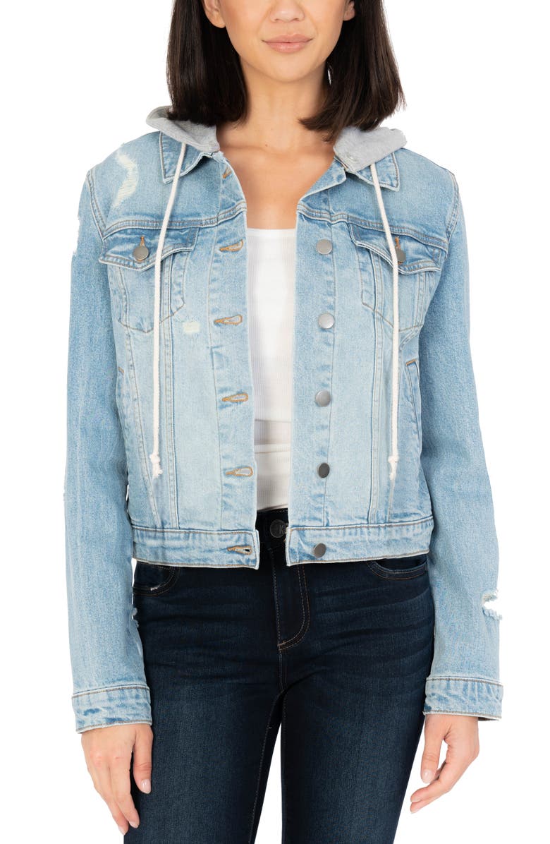 KUT from the Kloth Julia Denim Jacket with Removable Hood, Main, color,