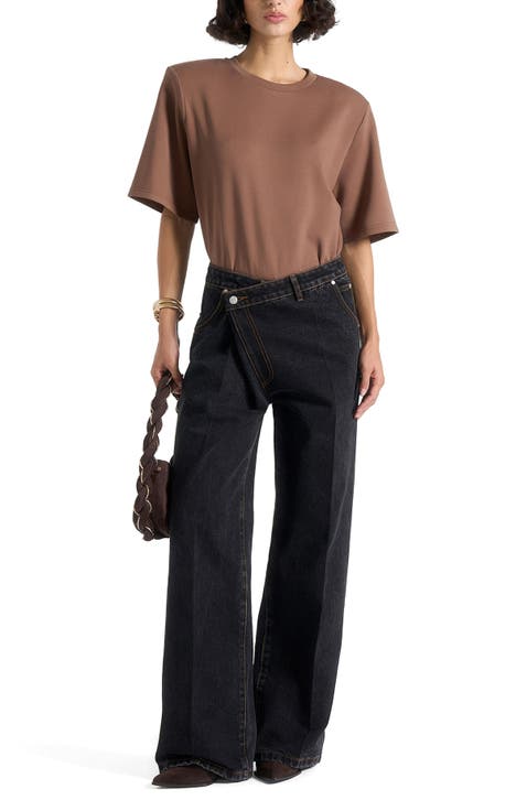 Mia Wide Shoulder Bodysuit T-Shirt