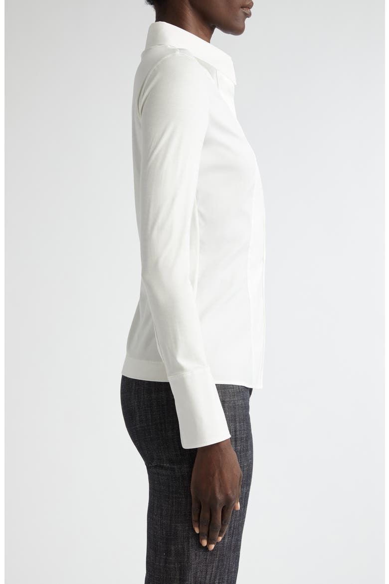 Mixed Media Button-Up Shirt, Alternate, color, CREAM