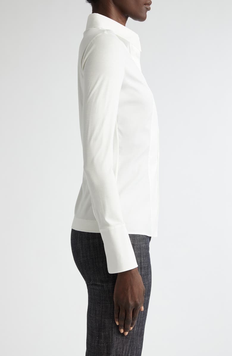 Akris punto Mixed Media Button-Up Shirt, Alternate, color, 