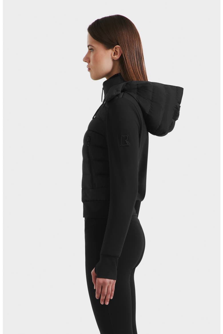 Cassa Light Down & Neoprene Crop Jacket, Alternate, color, Black