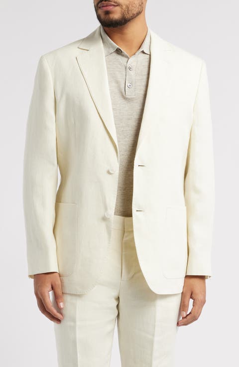 Henrik Trim Fit Solid Italian Linen Suit Separate Jacket (Regular & Big)