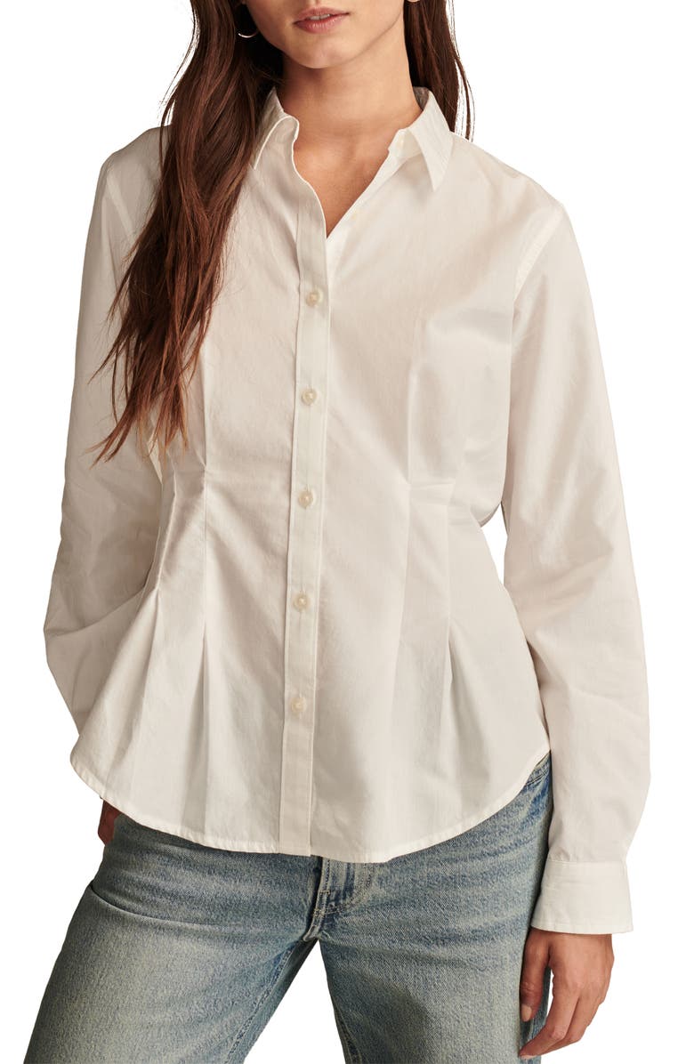Lucky Brand Peplum Detail Cotton Button-Up Shirt, Main, color, 