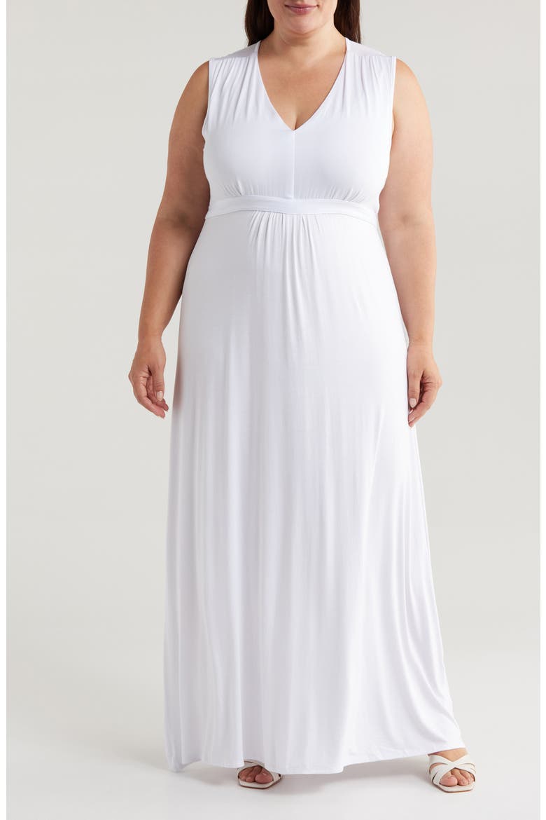 Sleeveless Jersey Maxi Dress, Main, color, WHITE
