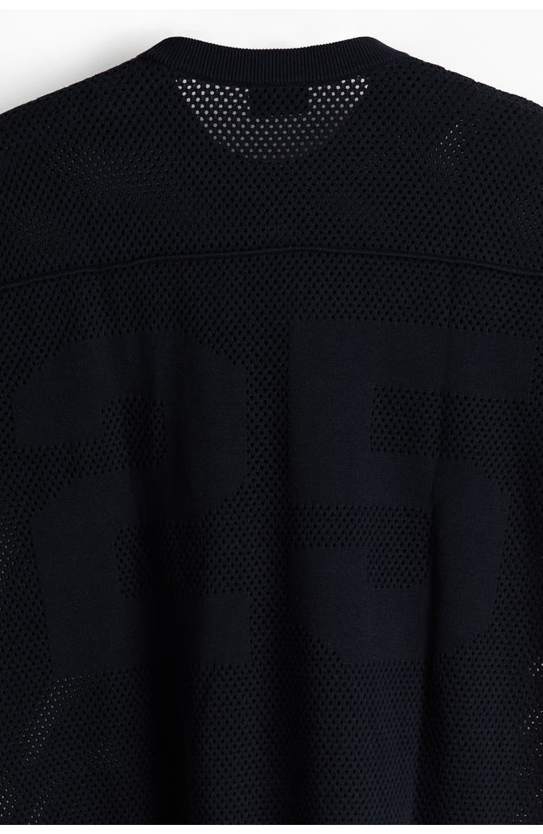 H&M Relaxed Fit Boxy Hole-knit T-shirt, Alternate, color, Navy Blue