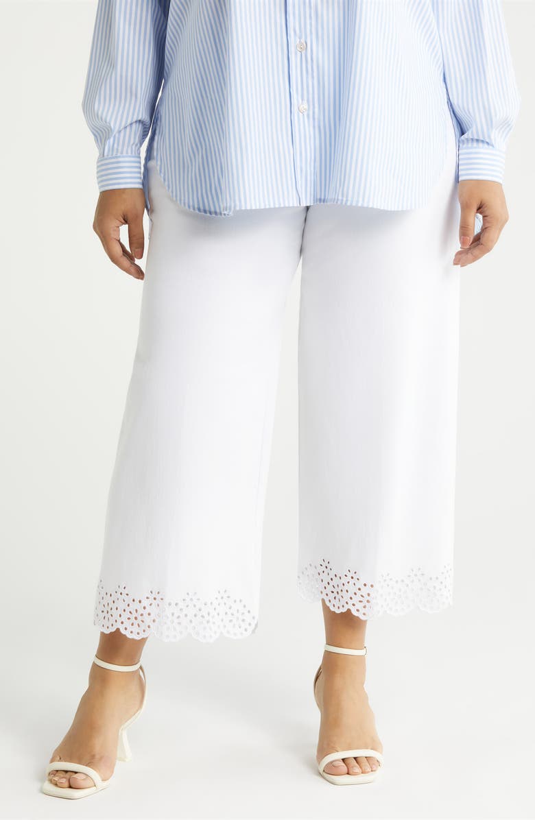 Lysse Eyelet Embroidered Wide Leg Crop Pants, Main, color, White