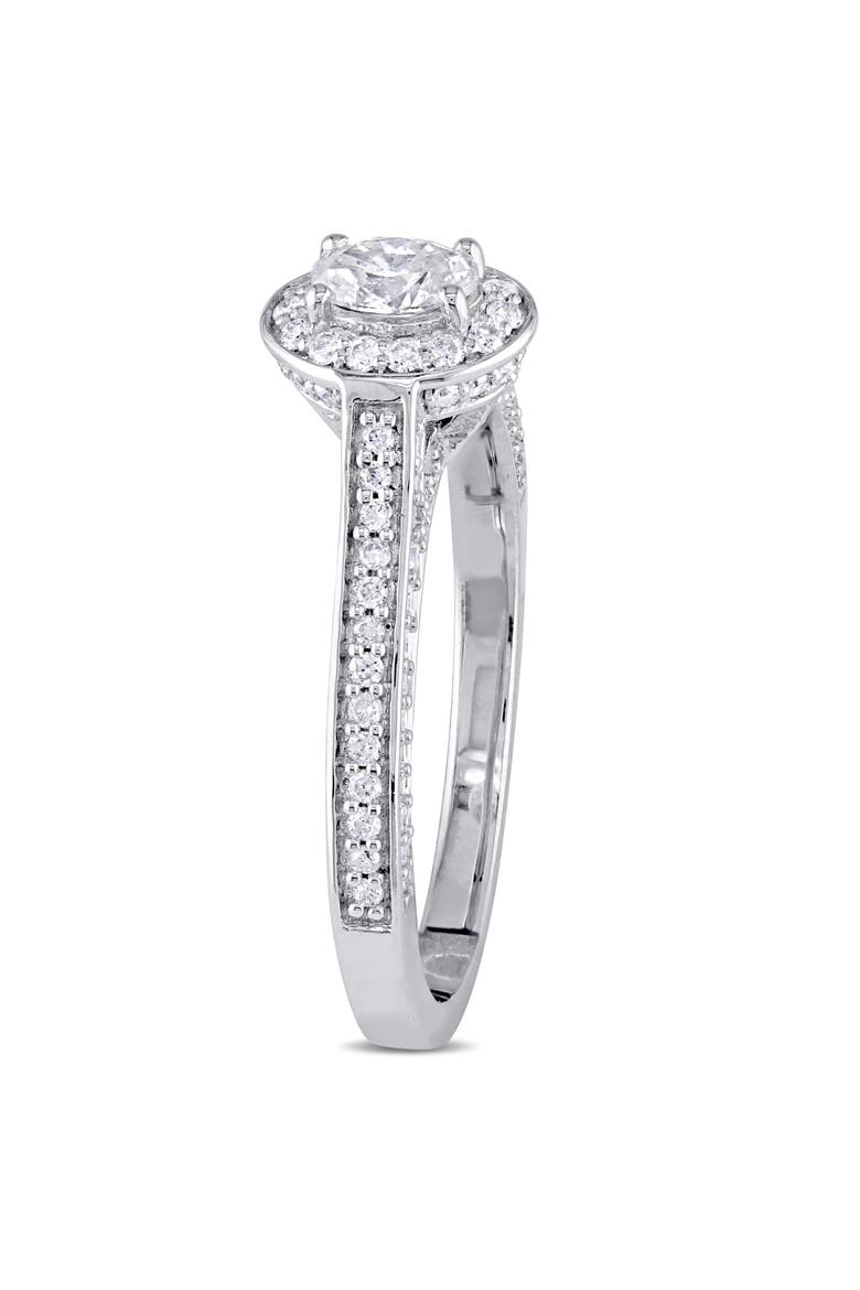 Diamond Oval Raised Halo Engagement Ring 14k, Alternate, color, 14k White Gold