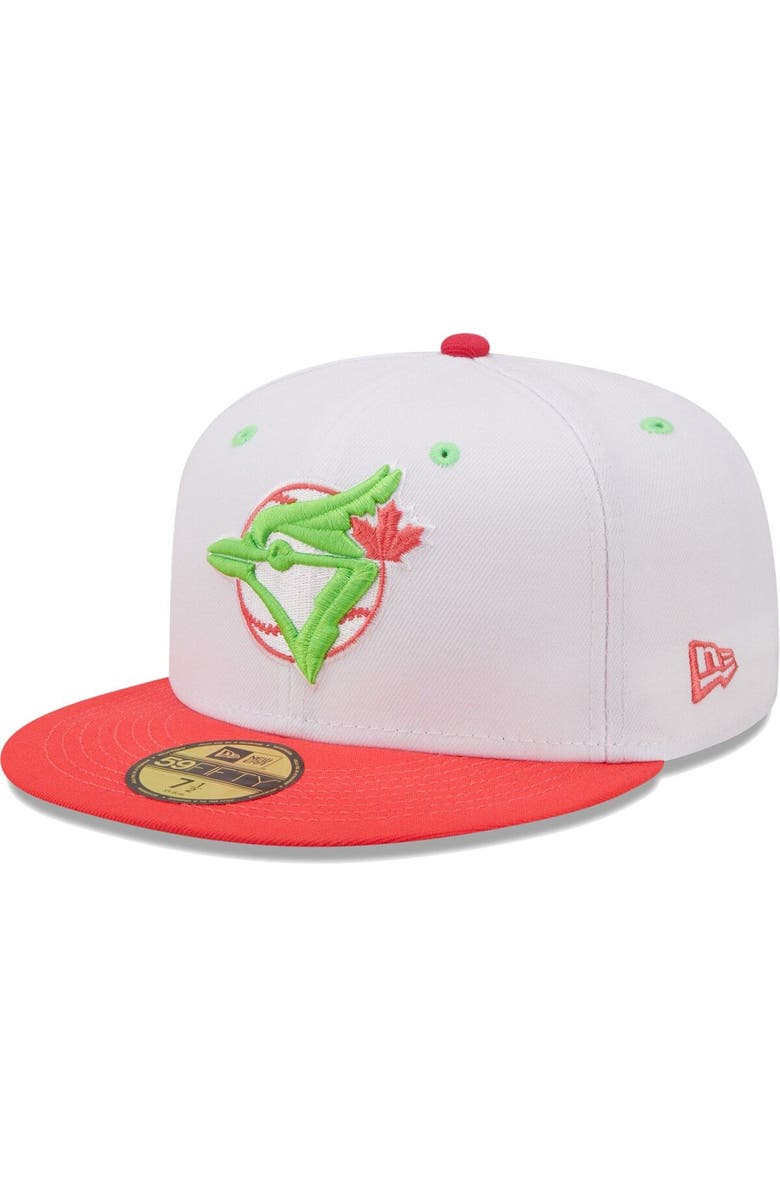 New Era Men's New Era White/Coral Toronto Blue Jays 1992 World Series Strawberry Lolli 59FIFTY Fitted Hat, Alternate, color, 