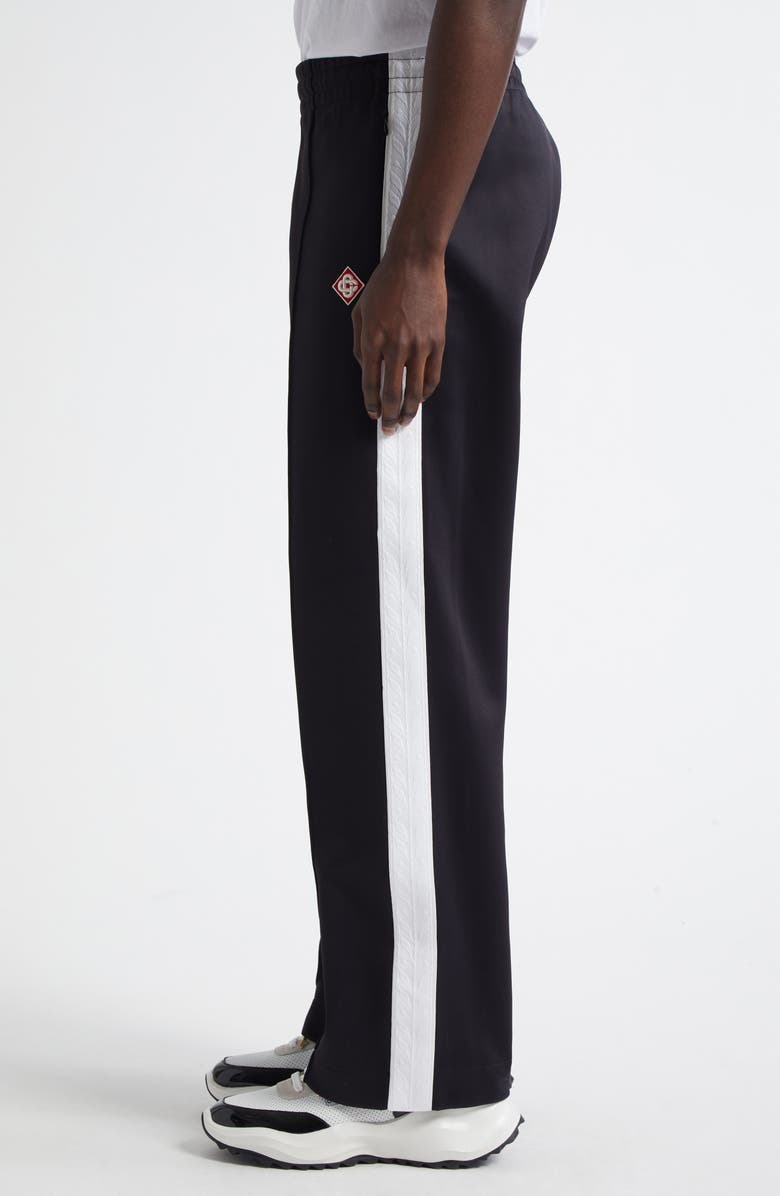 Casablanca Laurel Tape Scuba Knit Jersey Track Pants, Alternate, color, Black