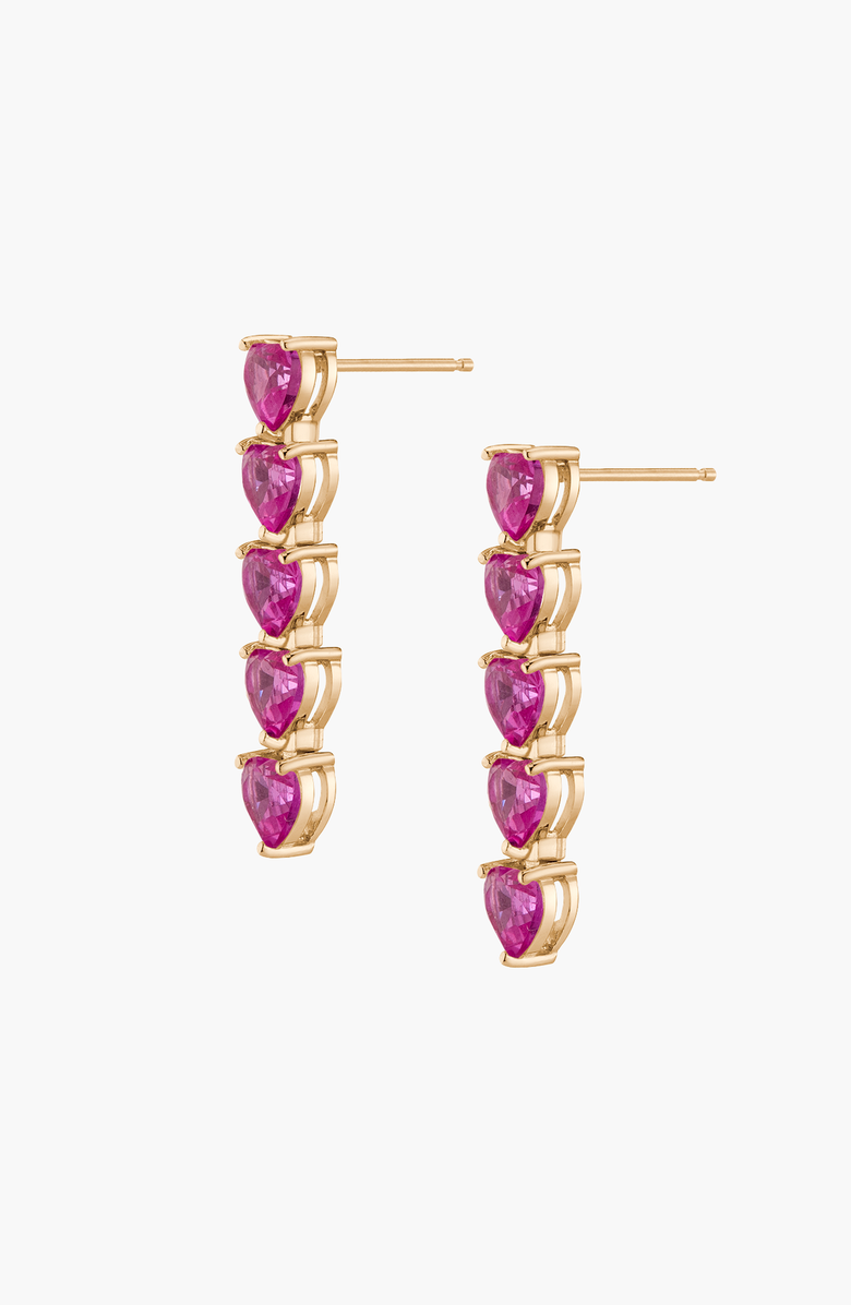 Aurate New York Lab Grown Pink Sapphire Heart Tennis Earrings, Alternate, color, 