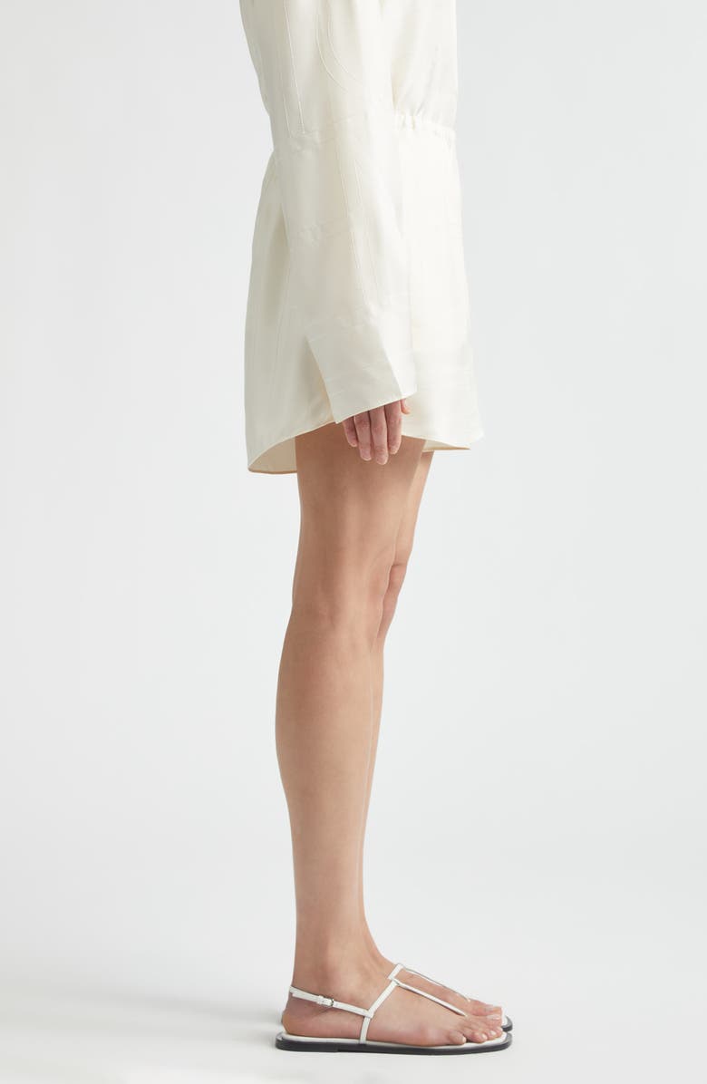 TOTEME Monogram Organic Silk Pajama Shorts, Alternate, color, Cream