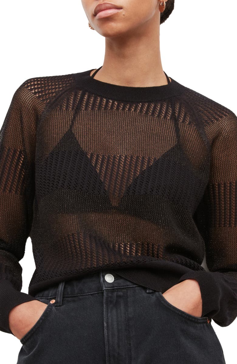 AllSaints Misha Lou Openwork Sweater, Alternate, color,