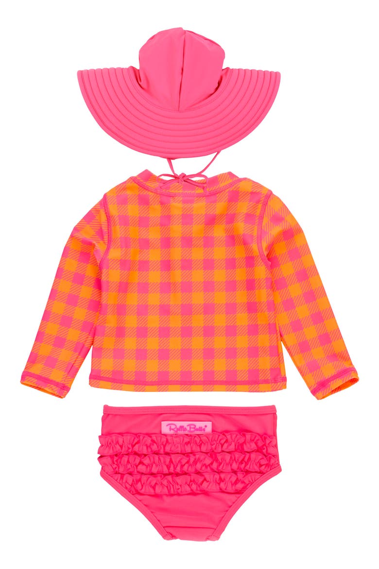 Sunset Sorbet Gingham Long Sleeve Two-Piece Swimsuit, Alternate, color, SUNSET SORBET