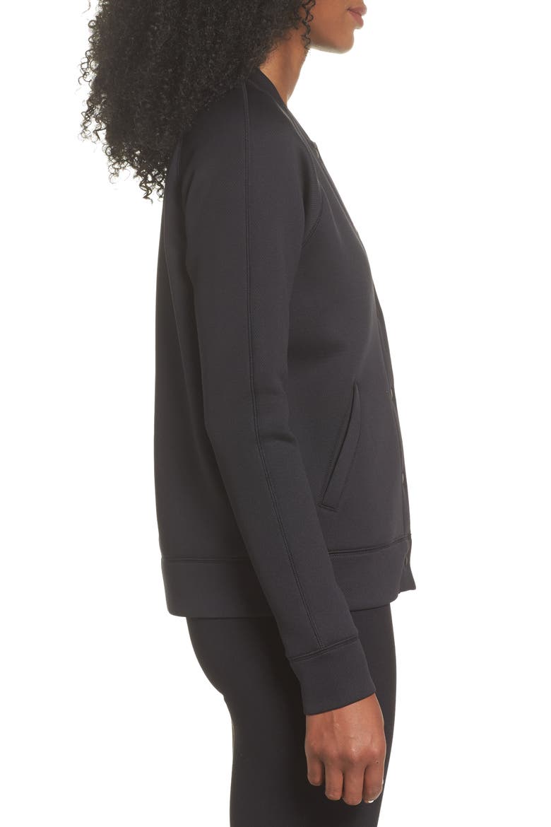 Arise Luxe Bomber Jacket, Alternate, color, BLACK