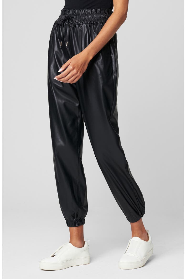Faux Leather Joggers, Alternate, color, NIGHT CRAWLING