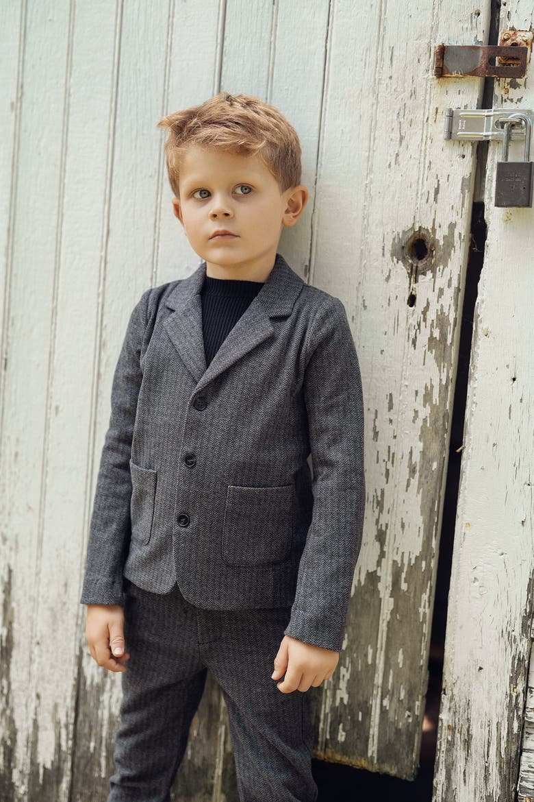 Herringbone Stretch Blazer, Alternate, color, Black