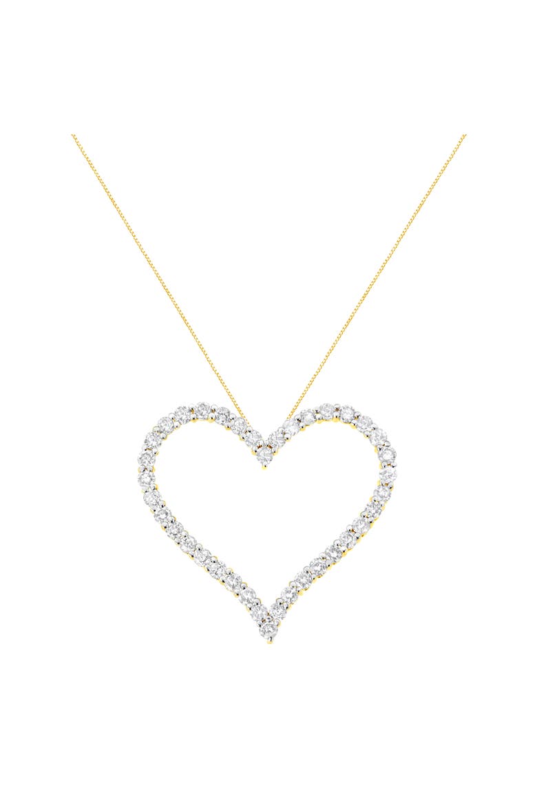 10k Yellow Gold Plated Silver 3.0 cttw Diamond Open Heart Pendant Necklace, Alternate, color, Yellow