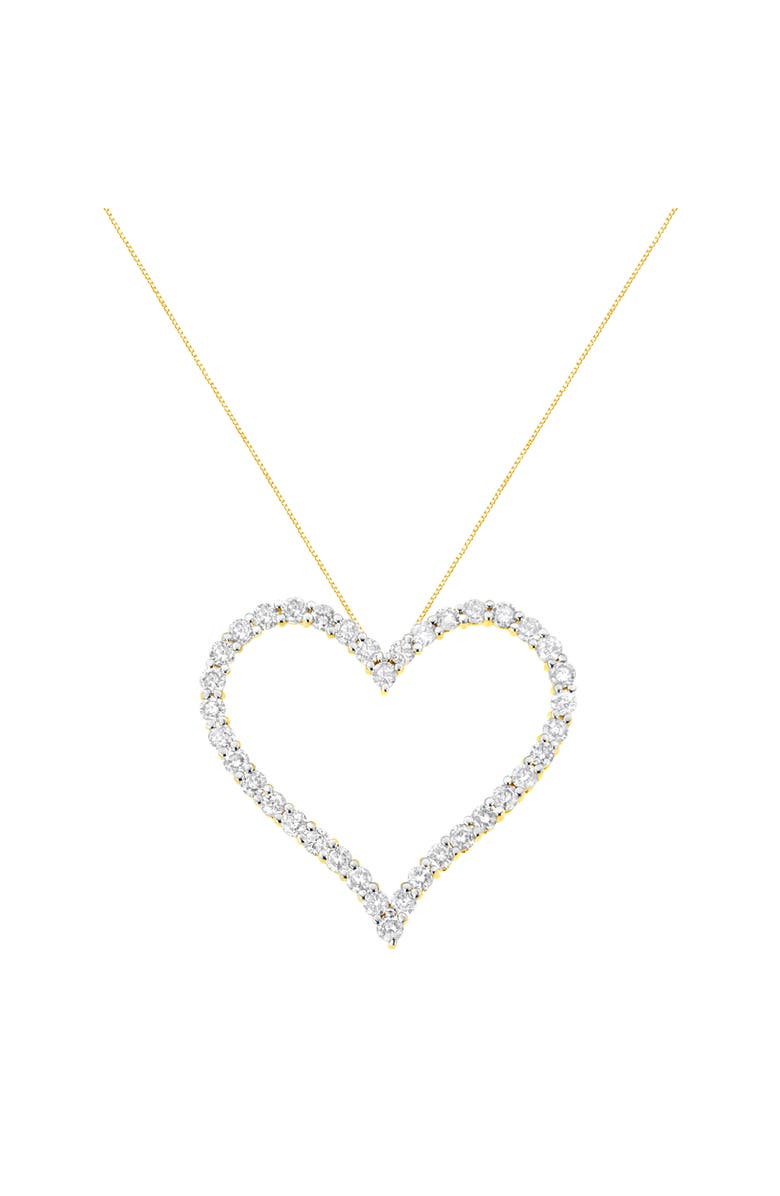 Haus of Brilliance 10k Yellow Gold Plated Silver 3.0 cttw Diamond Open Heart Pendant Necklace, Alternate, color, Yellow