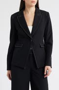 Tahari ASL Topstitch Detail One-Button Jacket