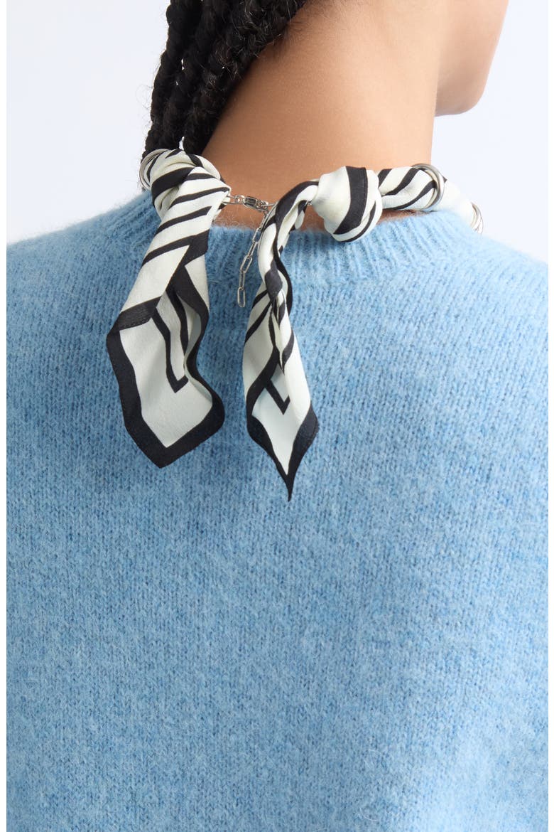 Silk Scarf Collar, Alternate, color, ECRU/ BLACK/ SILVER