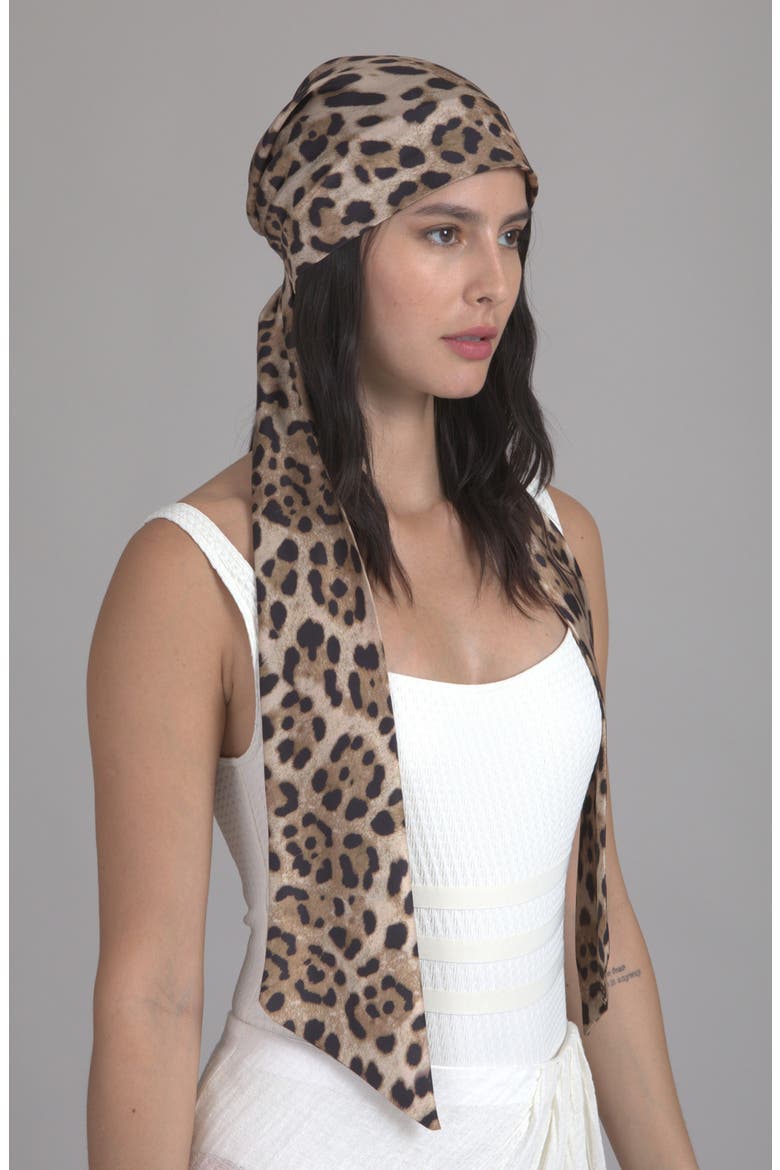Gigi Satin Head Wrap, Alternate, color, CAMEL/ BLACK