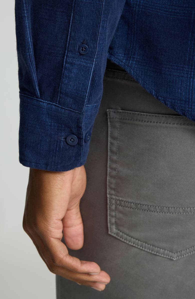 UNTUCKit Winfield Ombré Check Cotton Corduroy Button-Up Shirt, Alternate, color, Navy