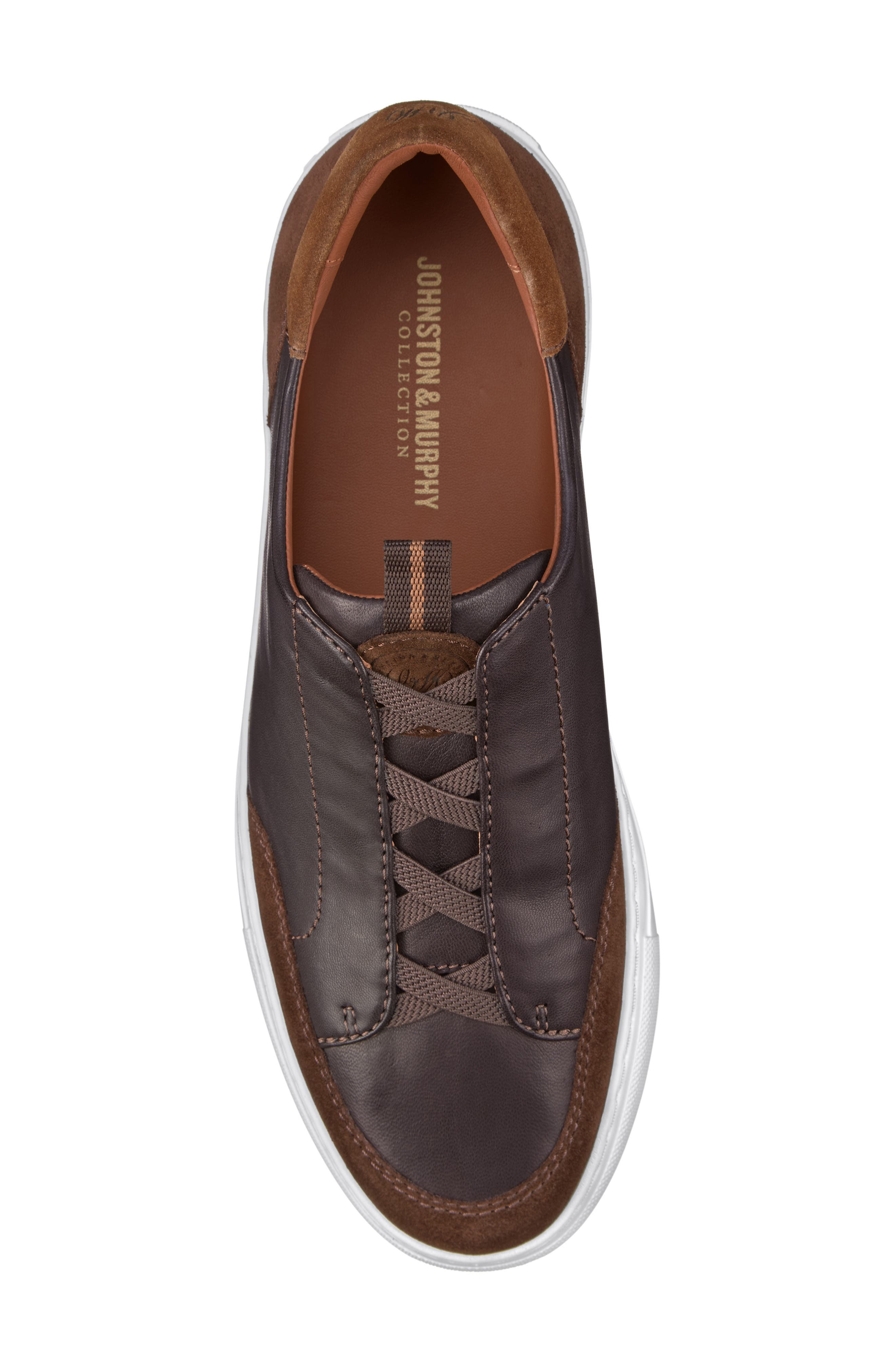 JOHNSTON & MURPHY COLLECTION Johnston & Murphy Anson Lace to Toe Sneaker, Alternate, color, Dark Brown Sheepskin/ Suede