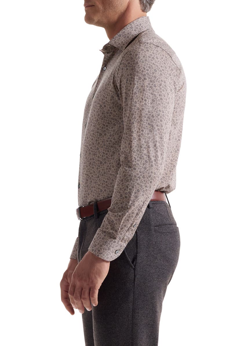 Bugatchi James OoohCotton<sup>®</sup> Floral Twill Button-Up Shirt, Alternate, color, Sand