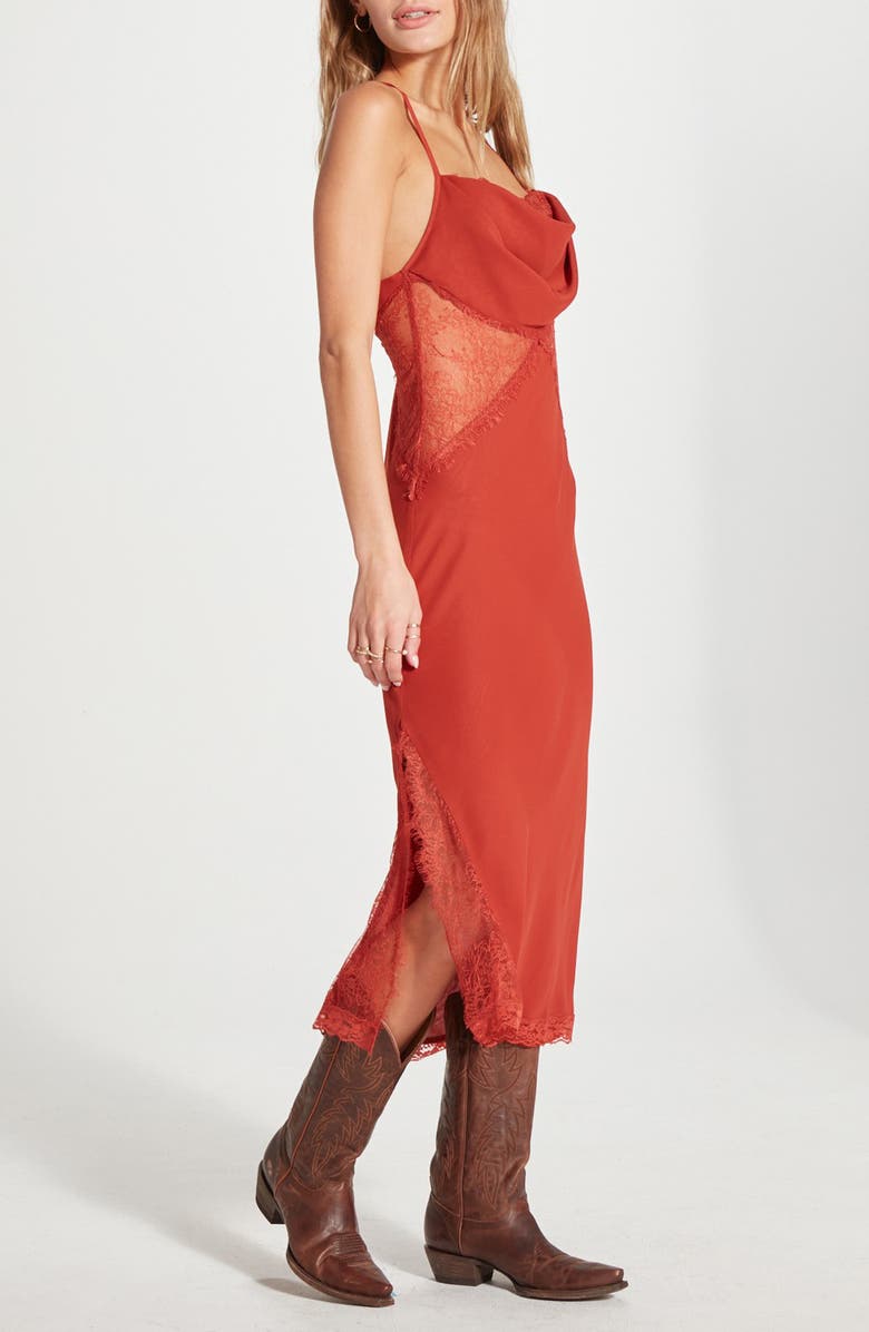 WISHLIST Sheer Lace Slipdress, Alternate, color, Rust