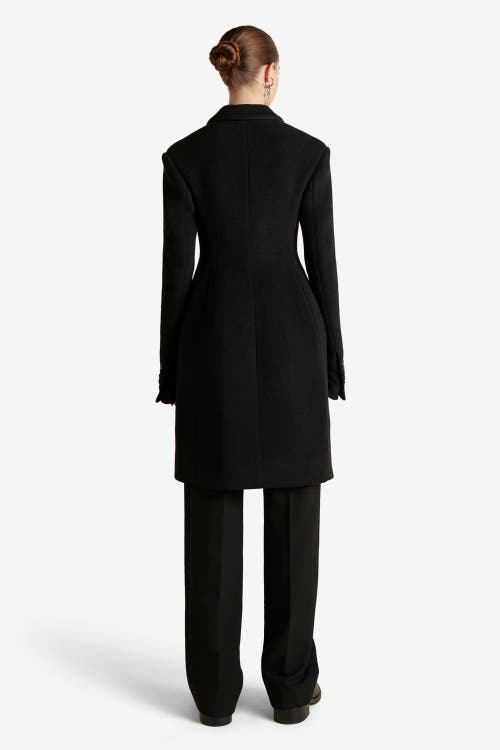 Marina Moscone Wool Basque Tailored Overcoat In Black