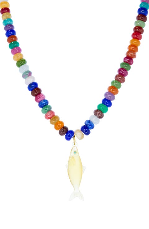 Nori Bead Fish Pendant Necklace