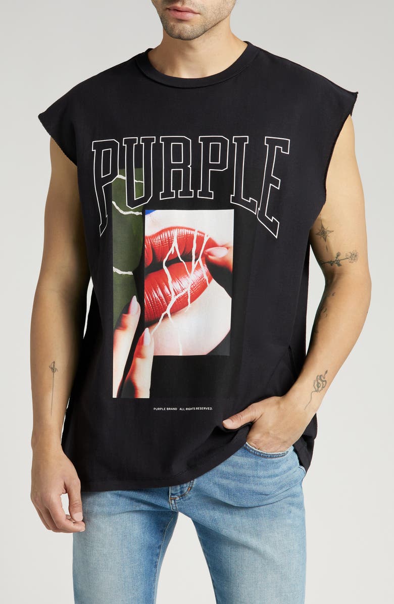 PURPLE BRAND Sleeveless Graphic Muscle Tee, Main, color,