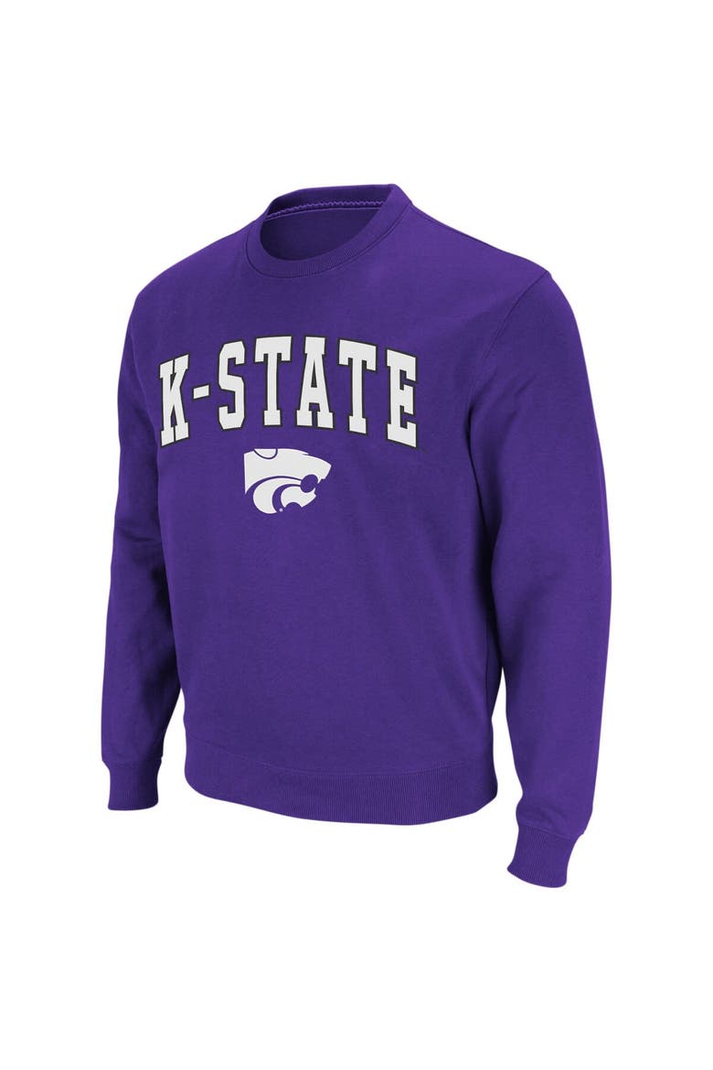 Men's Colosseum Purple Kansas State Wildcats Arch & Logo Crew Neck Sweatshirt, Alternate, color, Purple