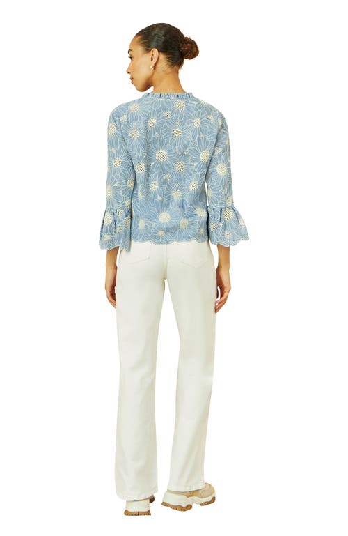 Yumi Daisy Broderie Shirt In Blue