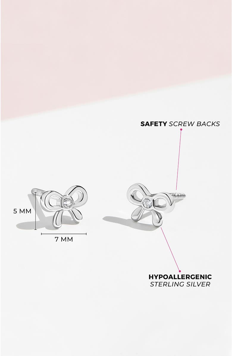 In Season Jewelry Delicate Cubic Zirconia Bow Earrings, Alternate, color, Silver