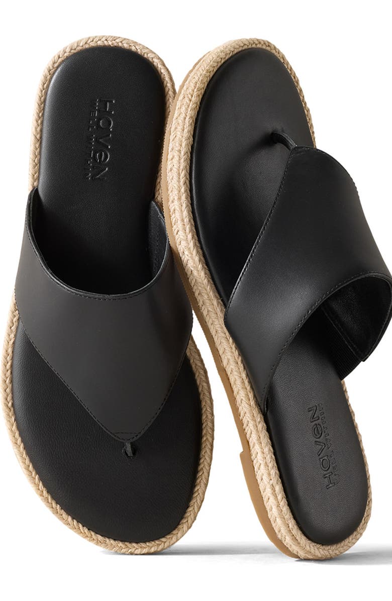 Haven Well Within Leather Espadrille Sandals, Main, color, Black