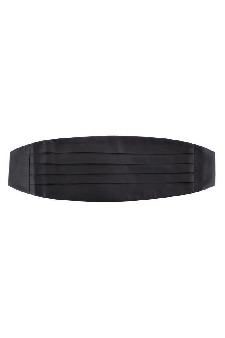 Big & Tall Sutton Solid Color Silk Cummerbund, Main, color, Black