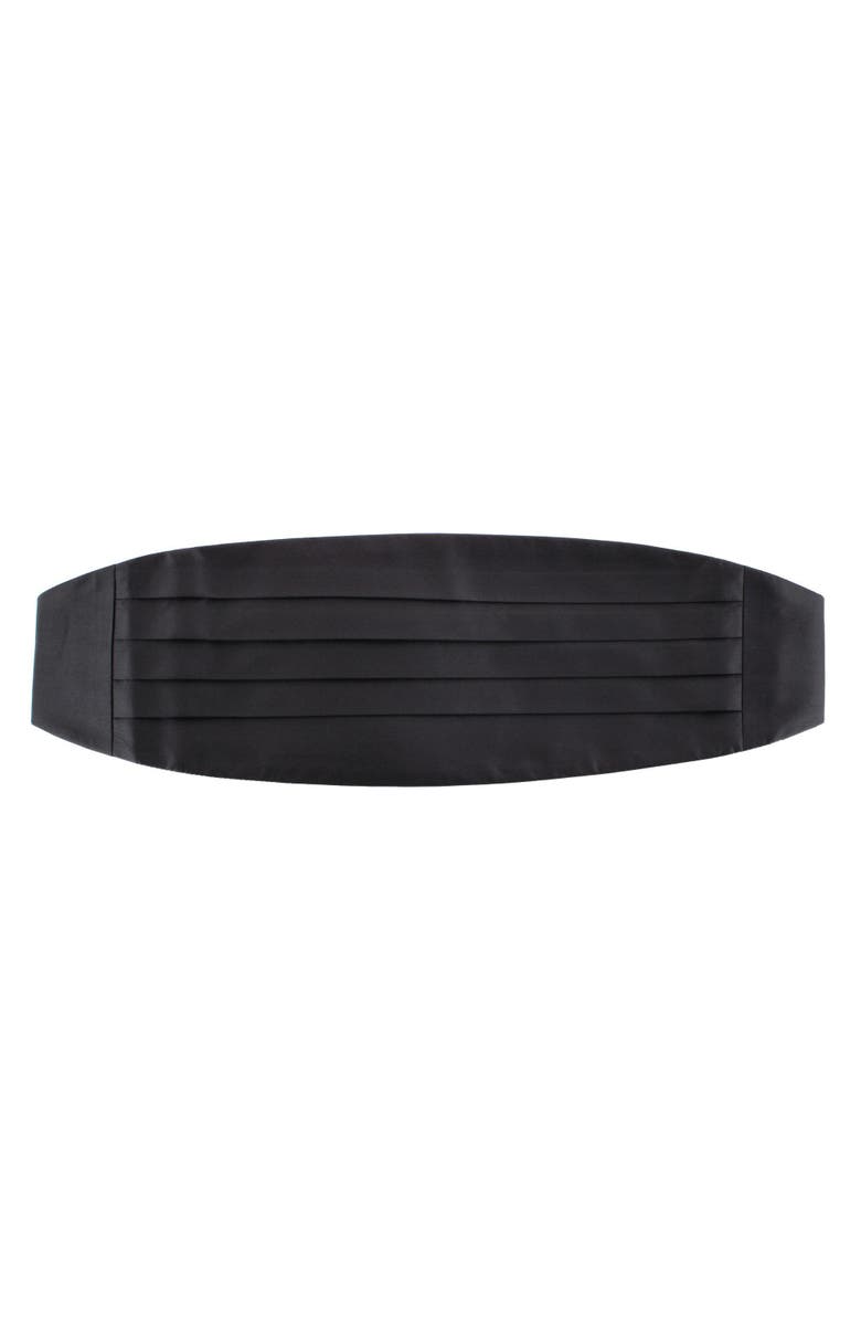 Trafalgar Big & Tall Sutton Solid Color Silk Cummerbund, Main, color, Black