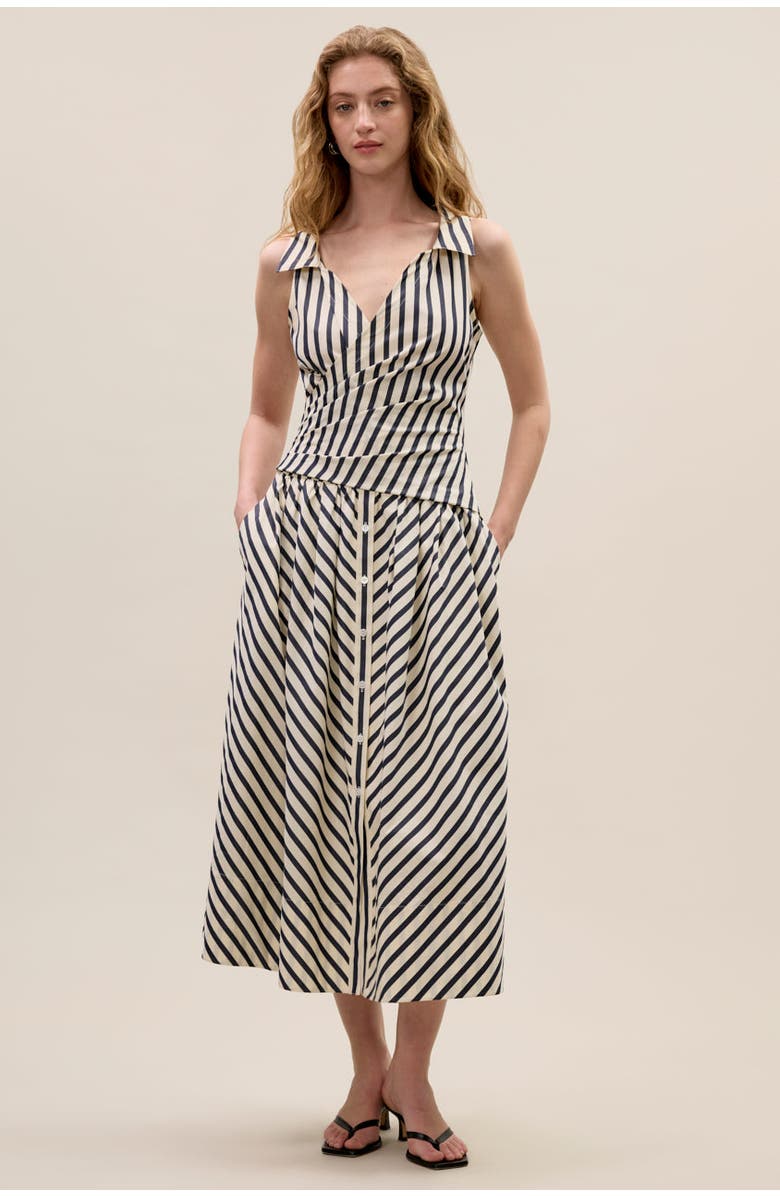 Rebecca Taylor Isla Stripe Poplin Dress, Main, color, Cream Stripe