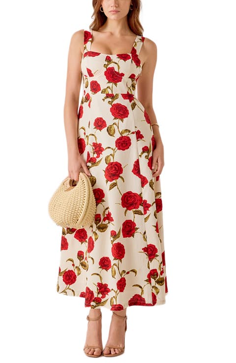Rose Print Maxi Dress