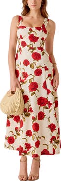 MARSY Rose Print Maxi Dress