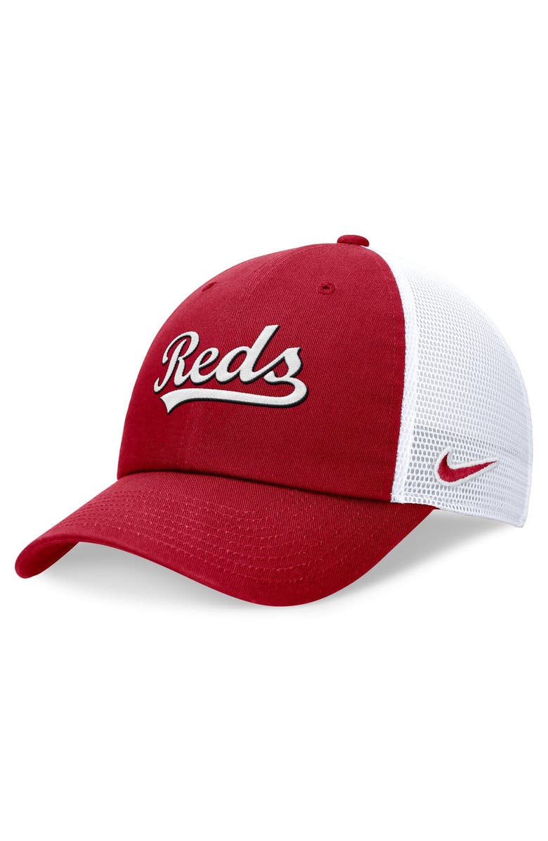 Nike Men's Nike Red Cincinnati Reds Wordmark Adjustable Trucker Hat, Main, color, 