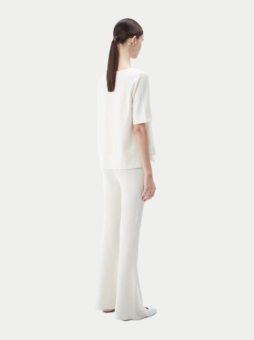Gobi Mongolian Cashmere Box-cut Cotton Silk Cashmere Blend T-shirt In Whisper White
